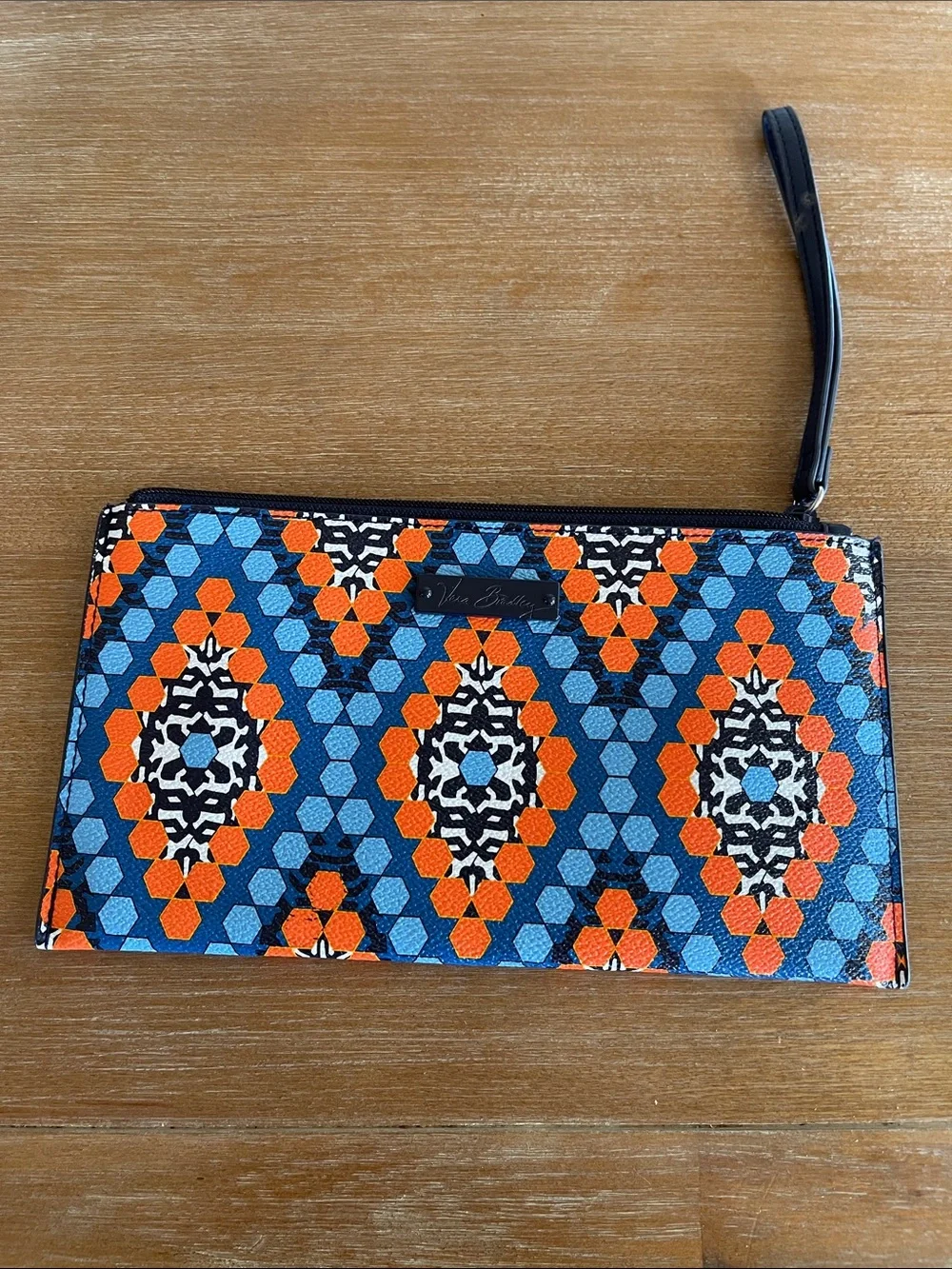 Vera Bradley Blue and Orange Geometric Wristlet Clutch